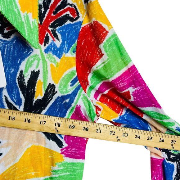 Deloreta Shirt Womens XL Multicolor Abstract Graphic Button Up Long Sleeve Peru - Picture 7 of 8